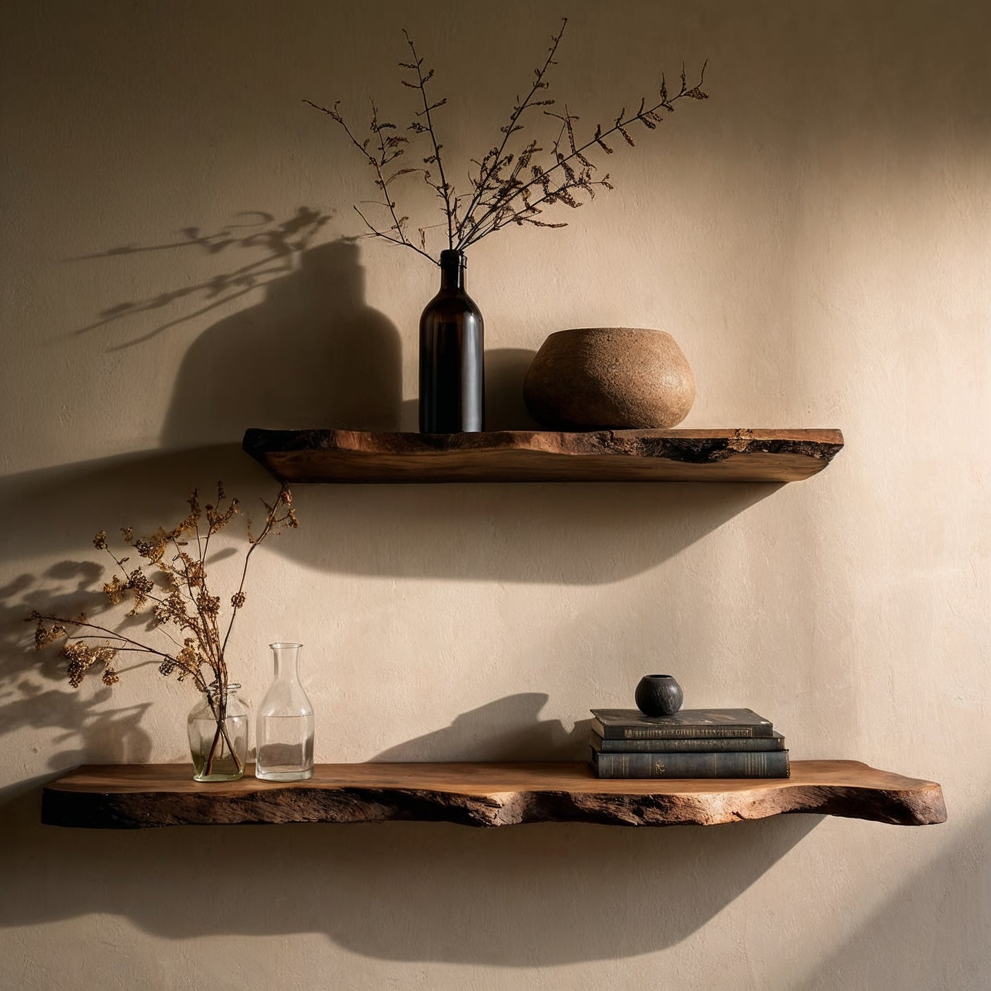 EverEdge Solid Wood Live Edge Floating Shelf – Rustic Wall Decor - Bespoke Wood TTK