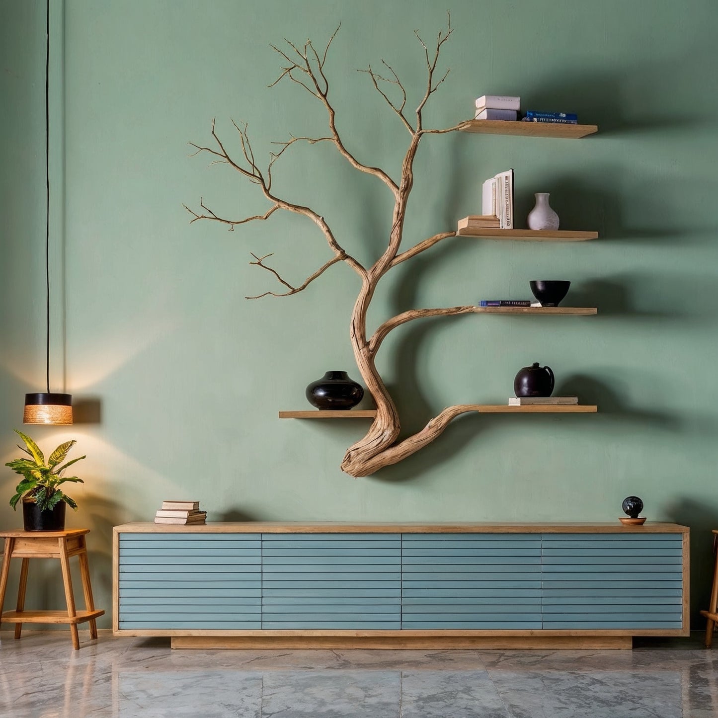 WillowForm Tree Branch Wall Shelf – Minimalist Wooden Wall - Bespoke Wood TTK