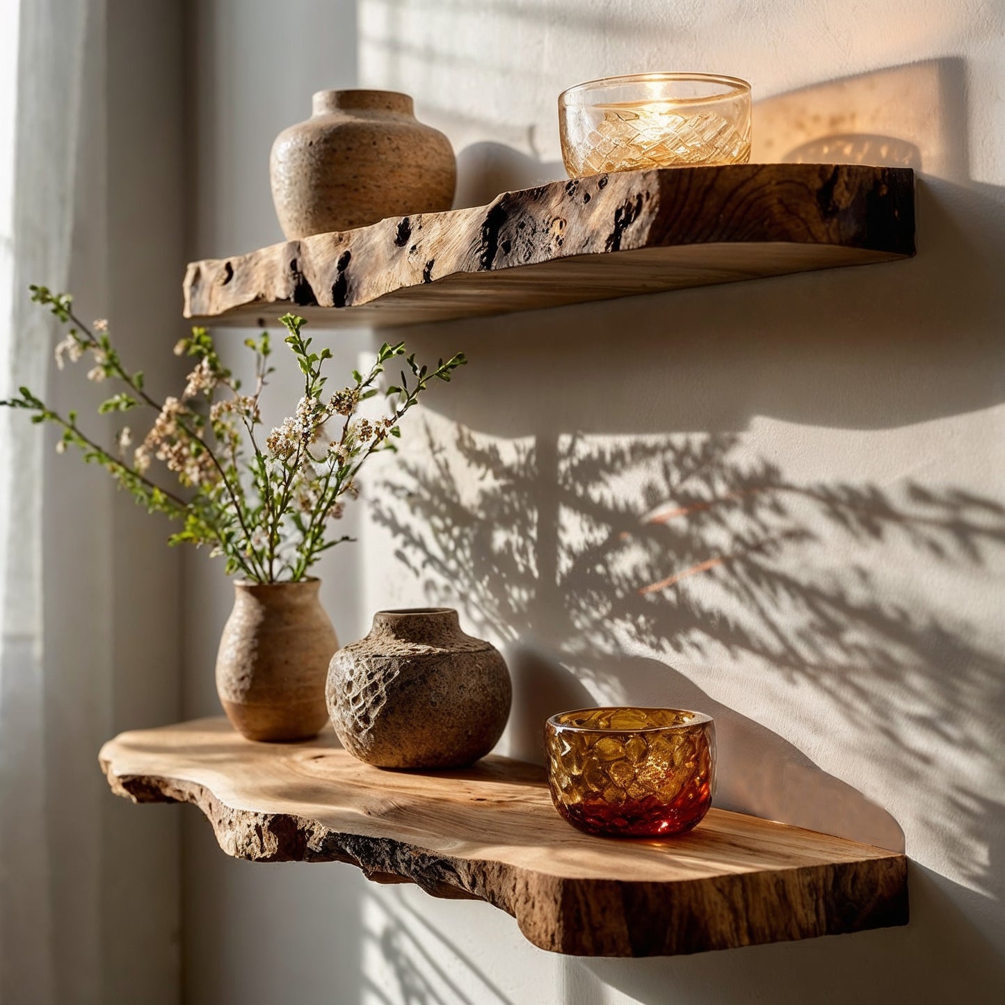 BloomEdge Floating Shelf – Live Edge Rustic Wood Wall Display for Nursery & Home - Bespoke Wood TTK
