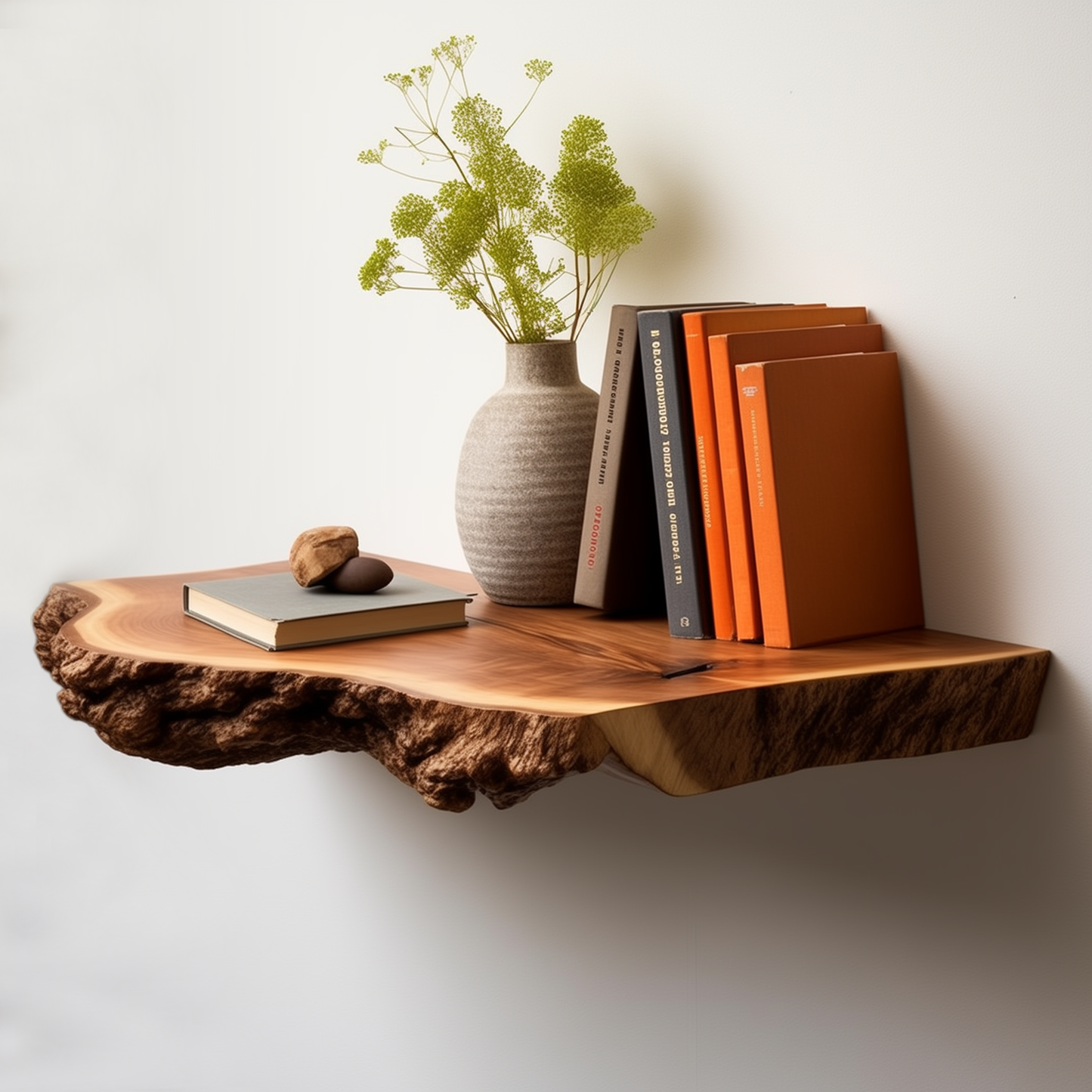 BarkEdge Floating Shelf – Rustic Live Edge Wall Bookshelf For Natural Home Accents - Bespoke Wood TTK