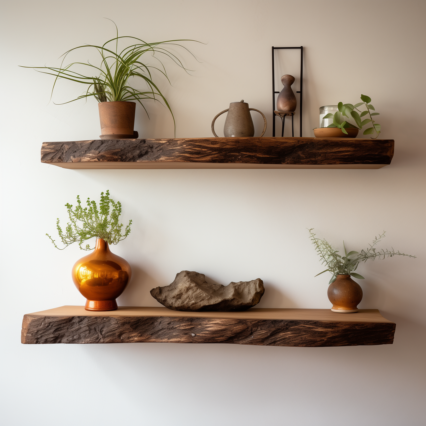 ShadowGrain Live Edge Shelf – Handcrafted Long Floating Wooden Wall Display - Bespoke Wood TTK