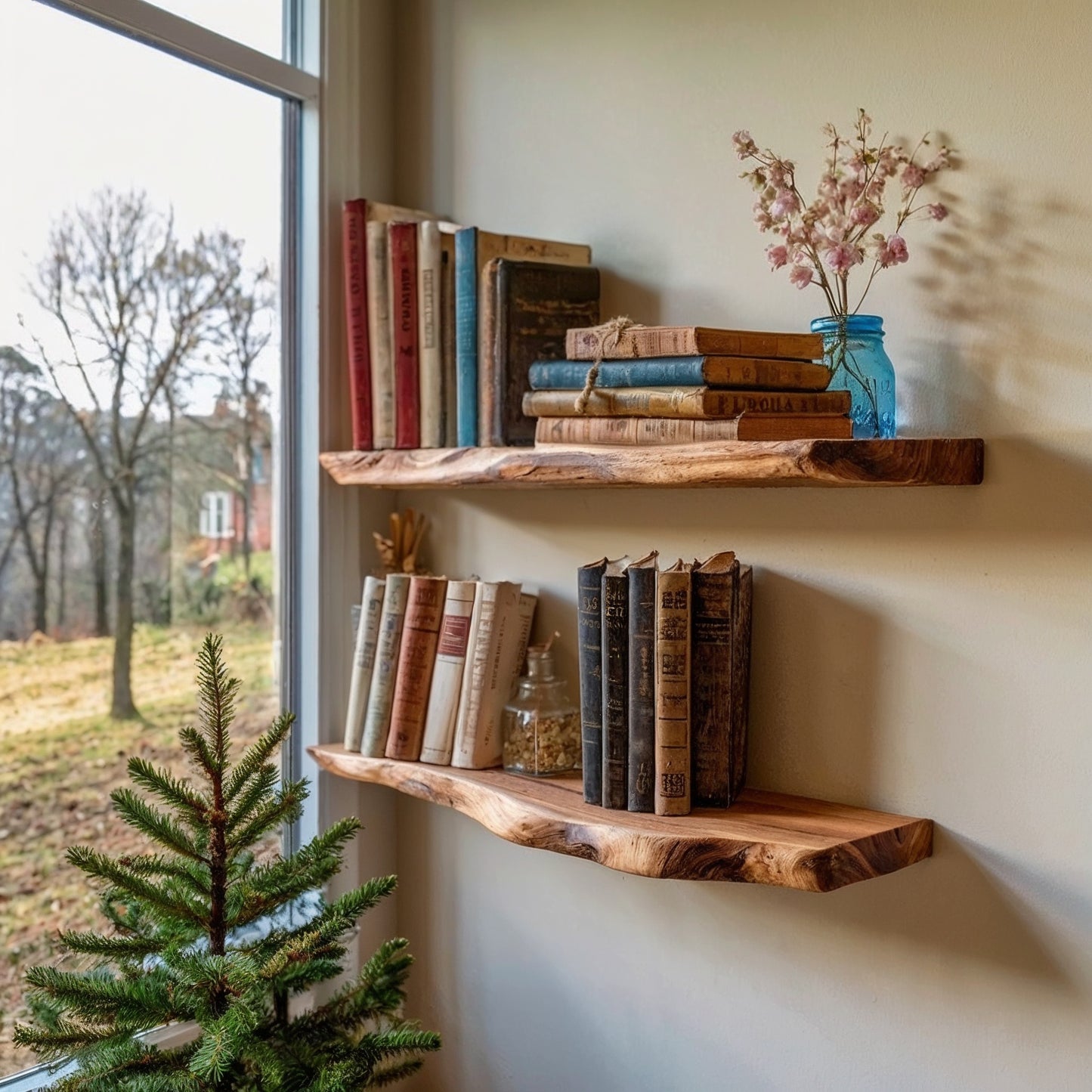 Oakridge Wall Shelf – Solid Wood Floating Display for Rustic Book Lovers - Bespoke Wood TTK