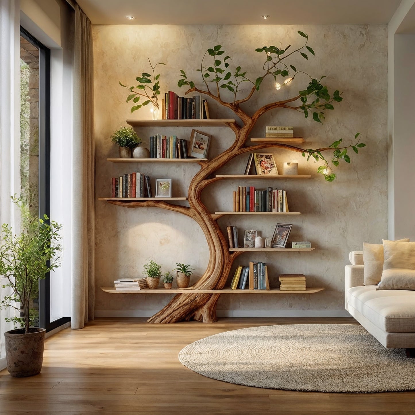 CanopyRoot Tree Bookshelf - Handmade Nature Decor - Bespoke Wood TTK