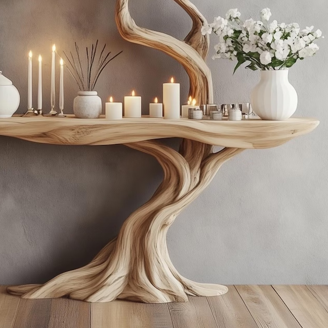 BranchForm Tree Console Table – Organic Sculptural Wood Entryway Table for Japandi & Wabi-Sabi Inspired Decor - Bespoke Wood TTK
