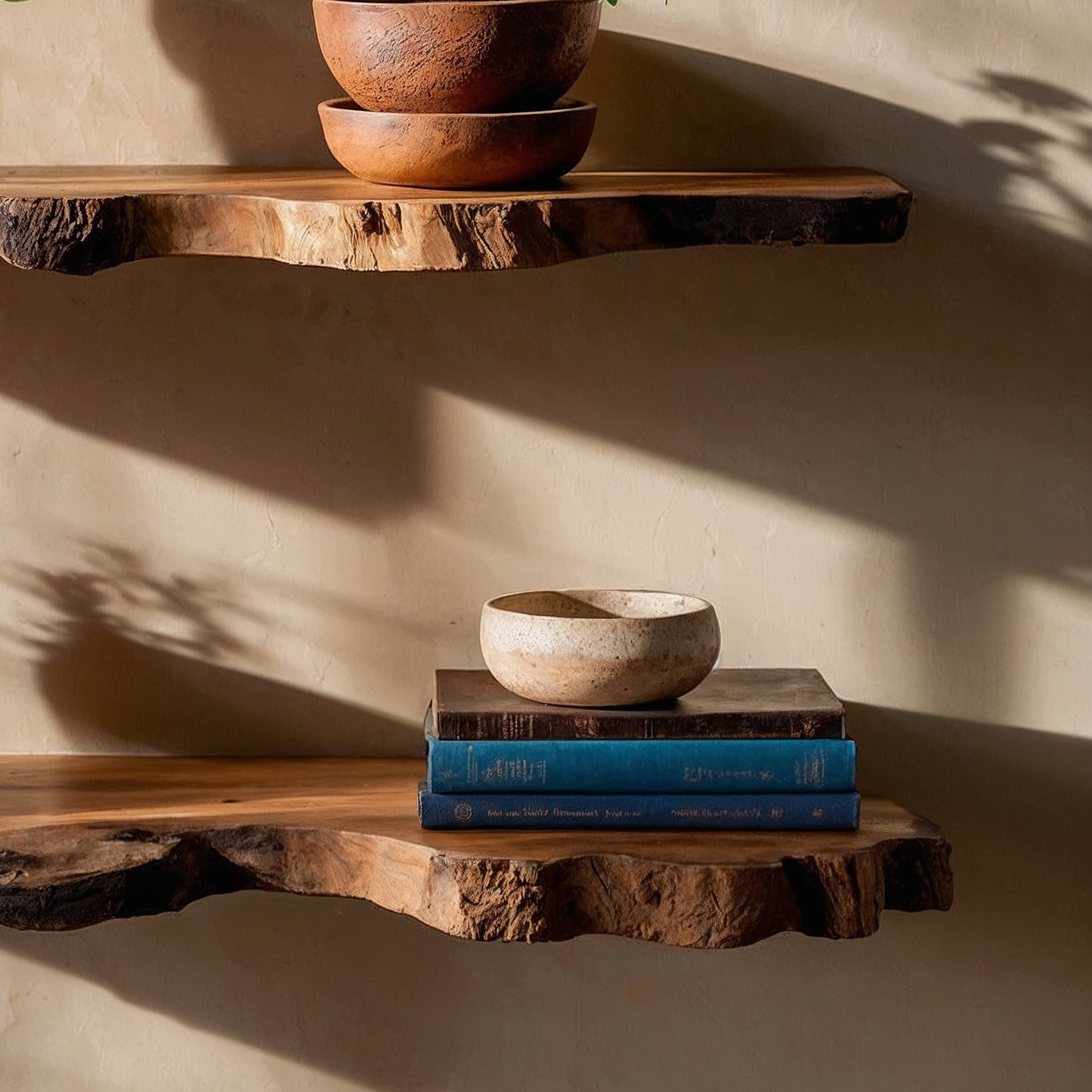 TimberLoom Floating Shelf – Live Edge Solid Wood Wall Bookshelves for Rustic Decor - Bespoke Wood TTK