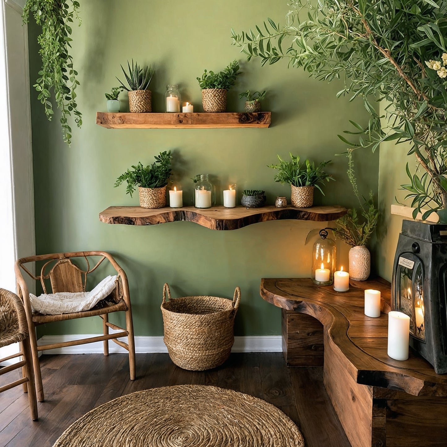 TamarindFlow Wall Shelf – Live Edge Floating Wooden Bookshelf for Nature-Inspired Decor - Bespoke Wood TTK