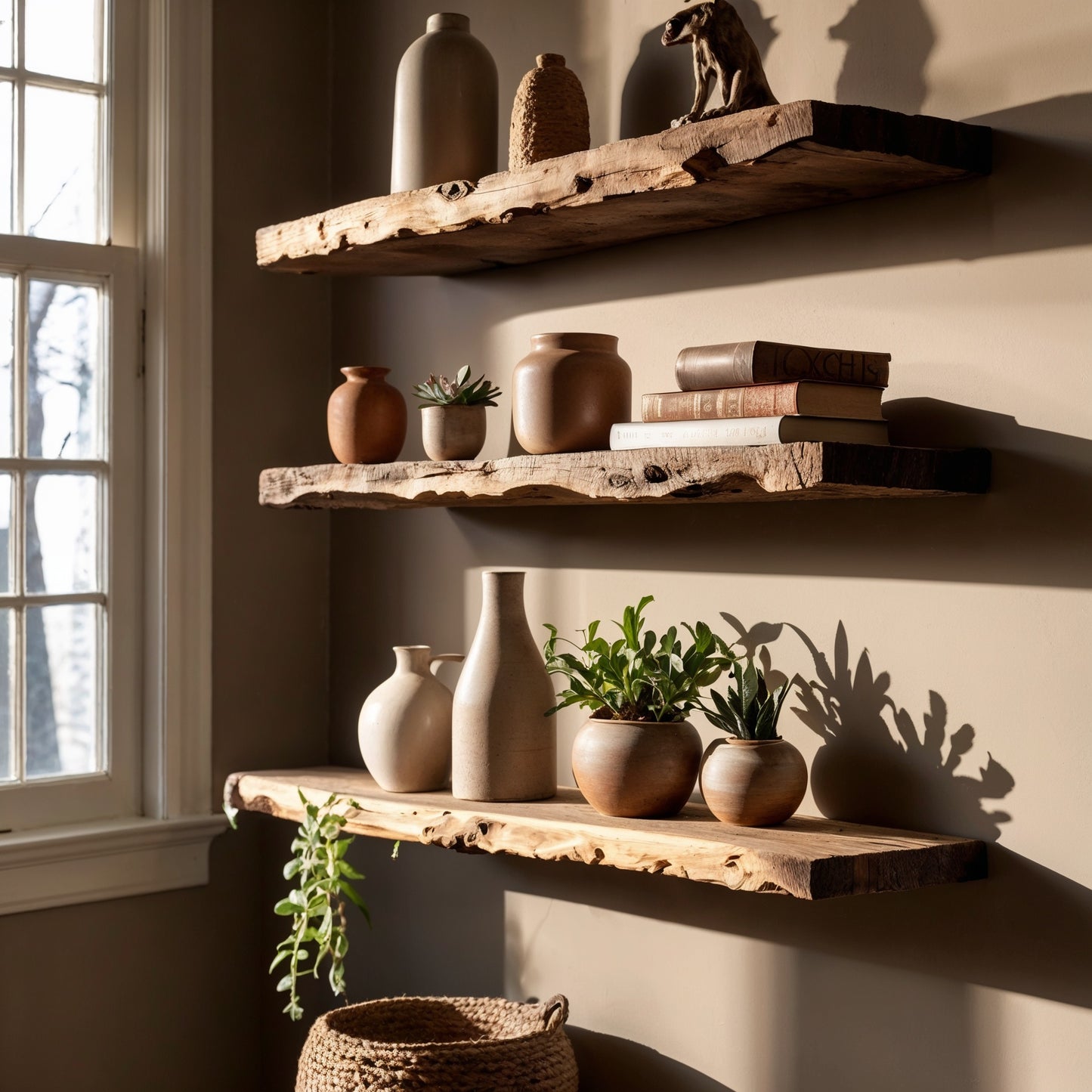 TerraNest Floating Shelf – Rustic Live Edge Wood Wall Display for Home & Nursery - Bespoke Wood TTK
