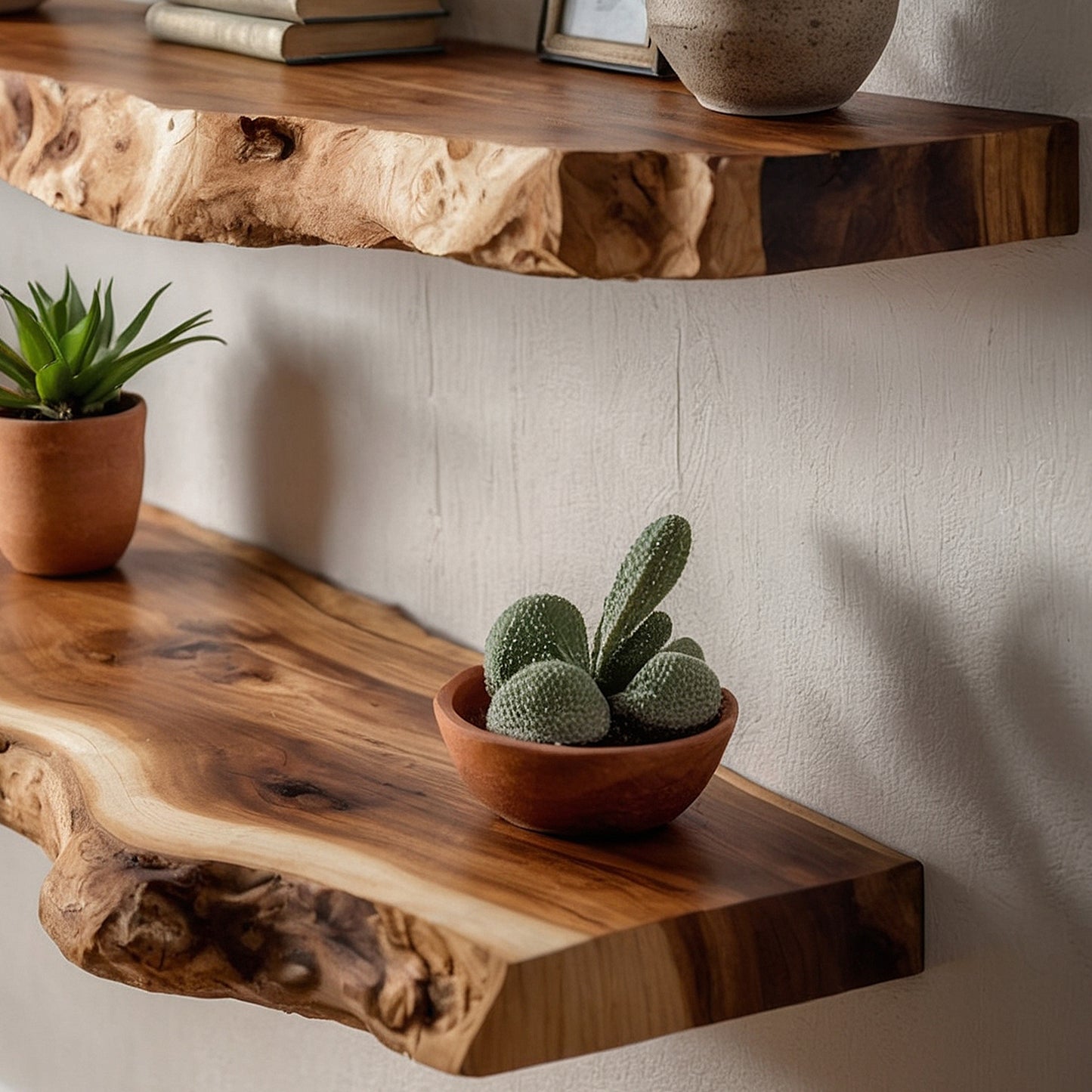 zRootLuxe Floating Shelf – Rustic Live Edge Wall-Mounted Wood Shelf for Kitchen & Bathroom Decor