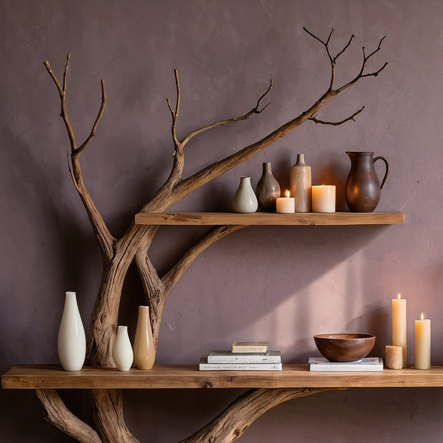 BranchMuse Tree Console Table – Rustic Handmade Wood Entryway Shelf - Bespoke Wood TTK