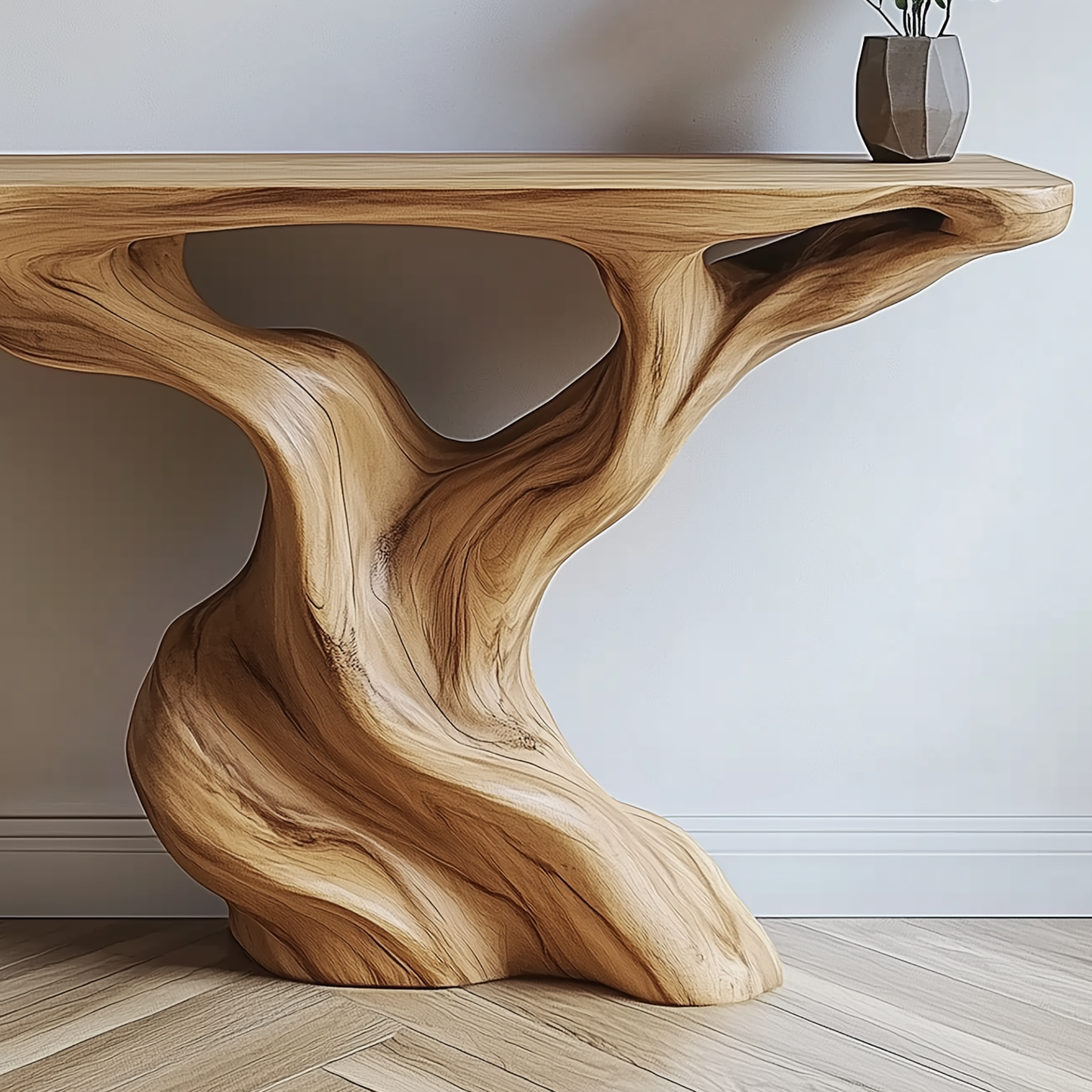 RootSpiral Console Table – Handmade Live Edge Entryway Table - Bespoke Wood TTK