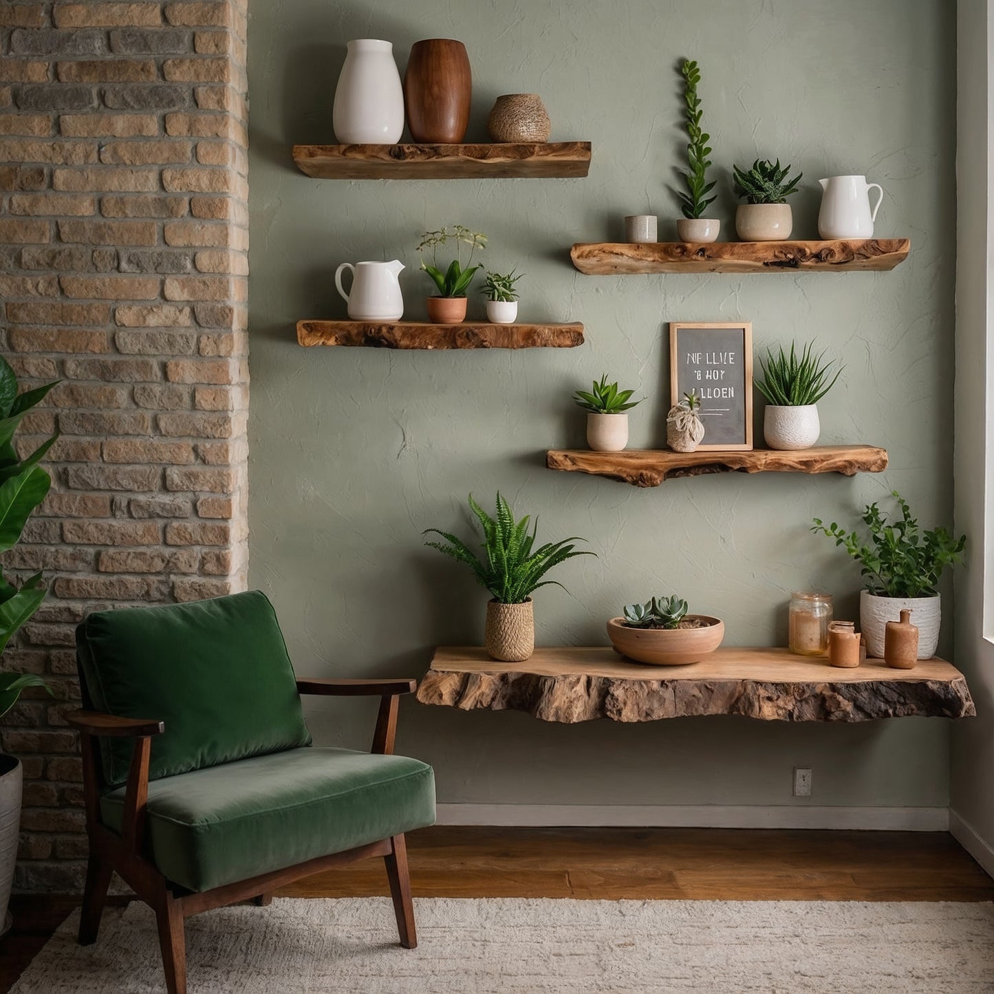 Fernwood Floating Shelf – Corner Nursery Shelf - Bespoke Wood TTK