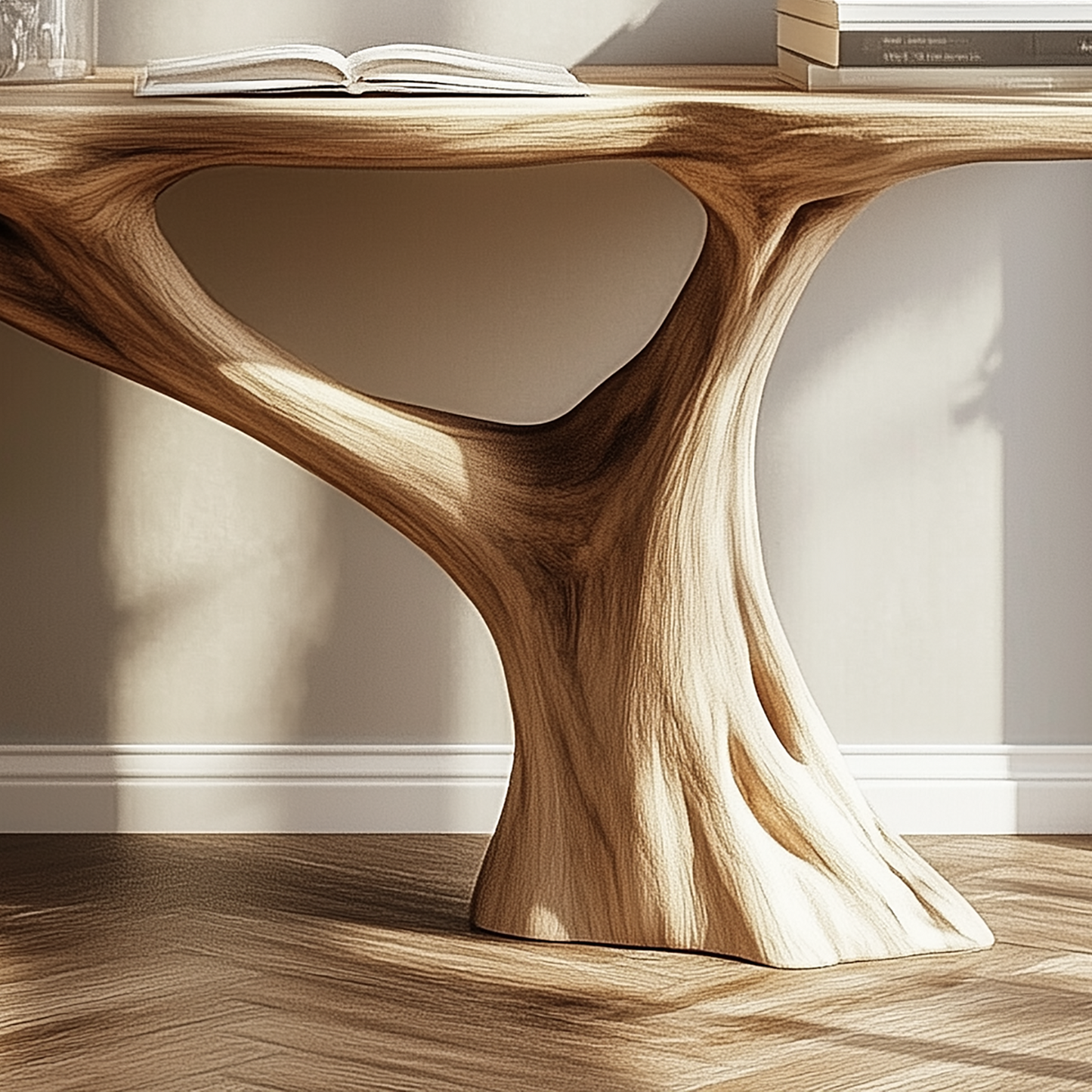 FlowNest Console Table – Handmade Sculptural Entryway Table in Natural Wood - Bespoke Wood TTK