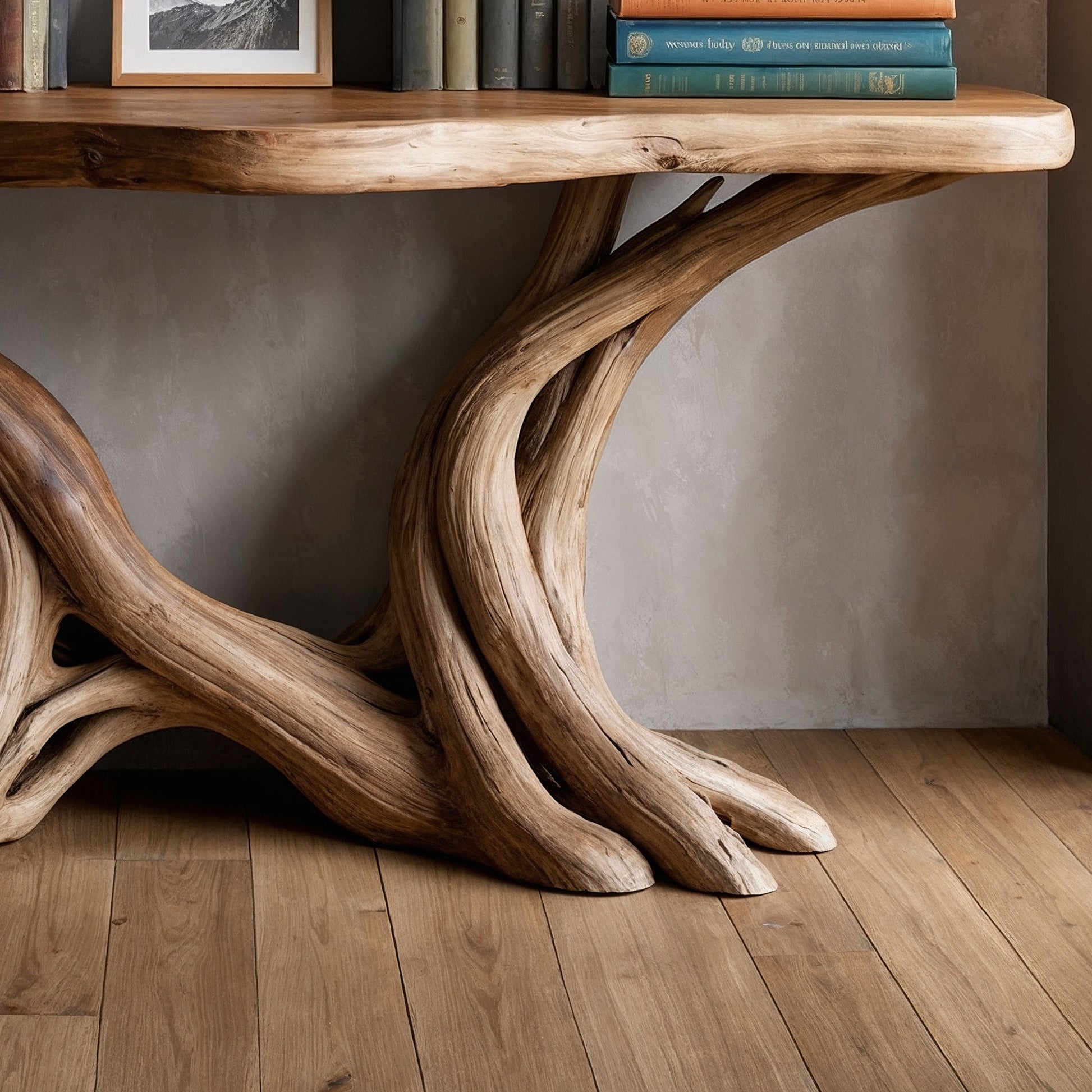 BranchWeave Console Table – Live Edge Handmade Wood Entryway Accent - Bespoke Wood TTK