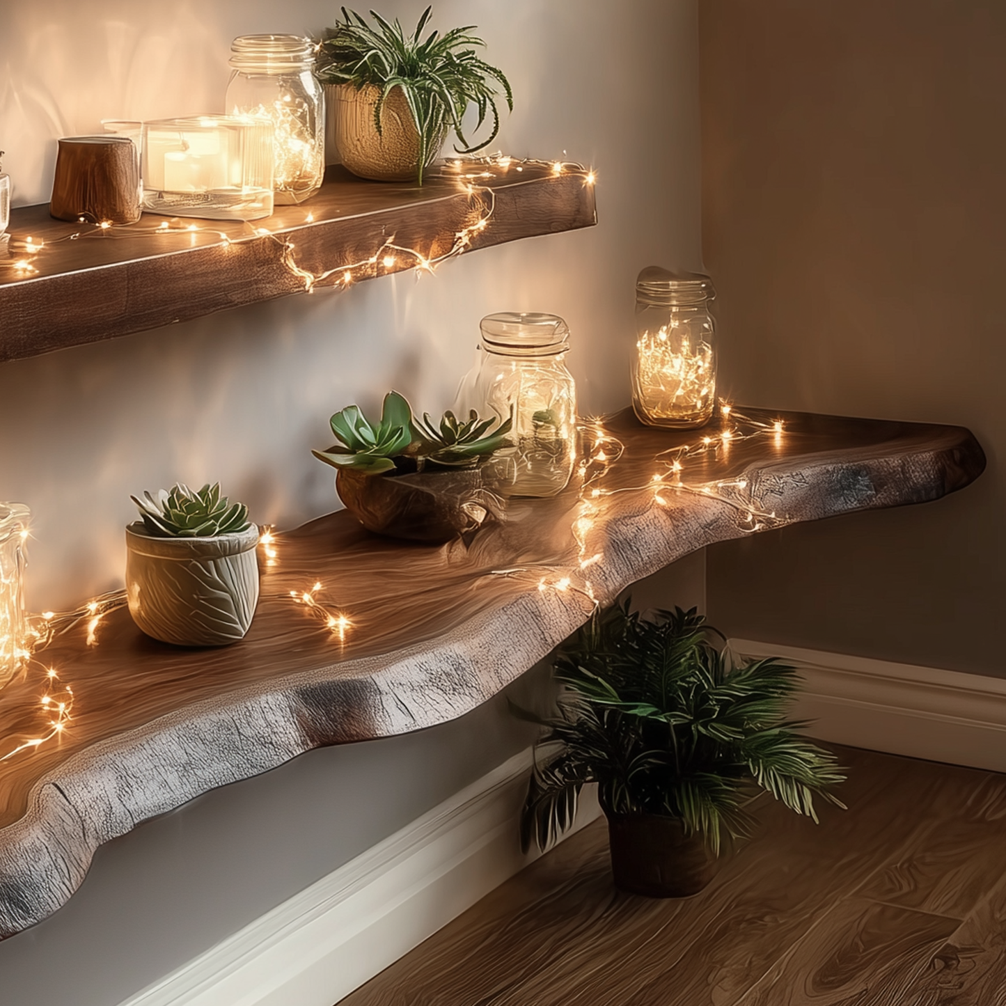 zGrainHaven Floating Shelves – Live Edge Solid Wood Wall Display for Rustic Home Decor