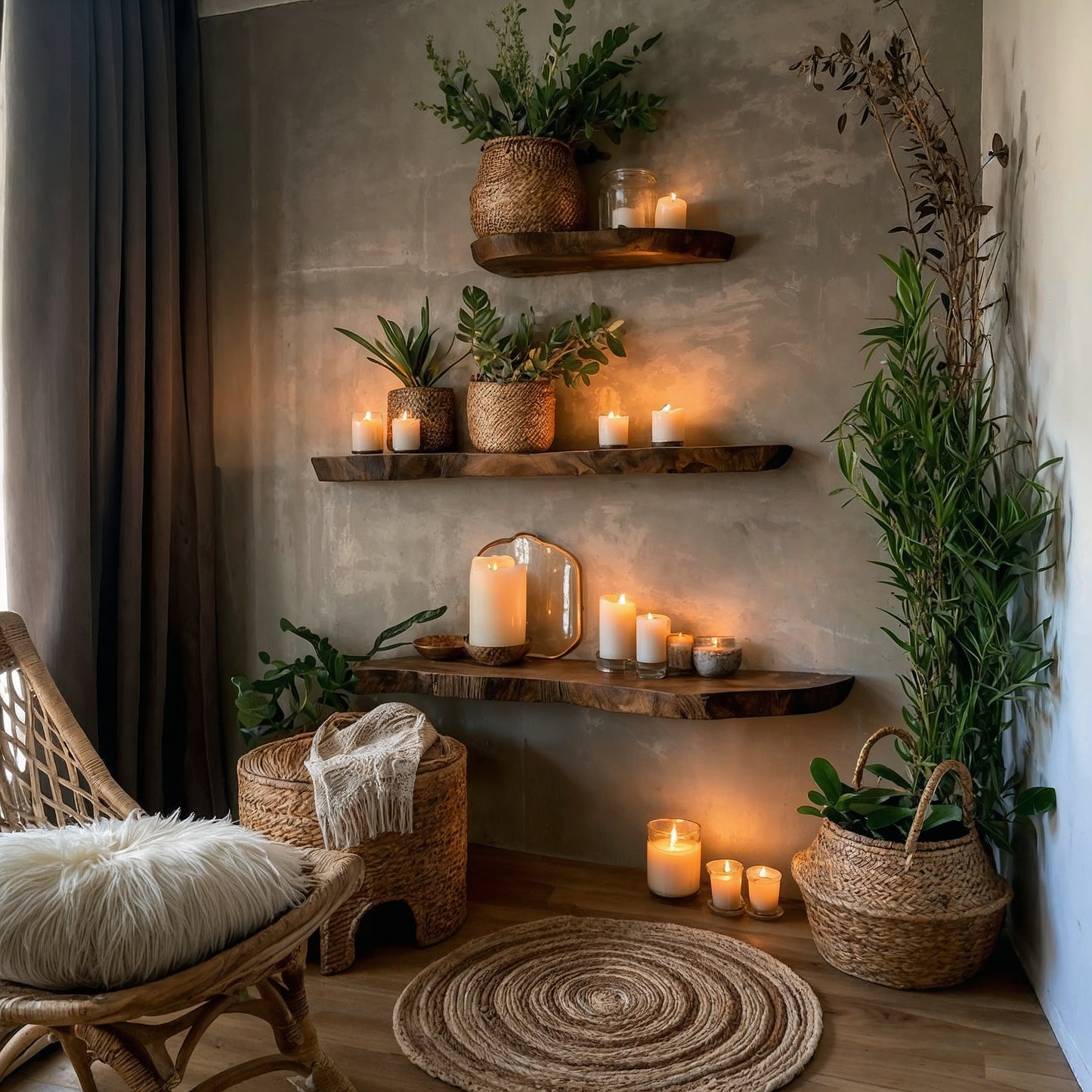 HearthNest Floating Shelf – Rustic Live Edge Wooden Corner Shelves For Cozy Decor - Bespoke Wood TTK