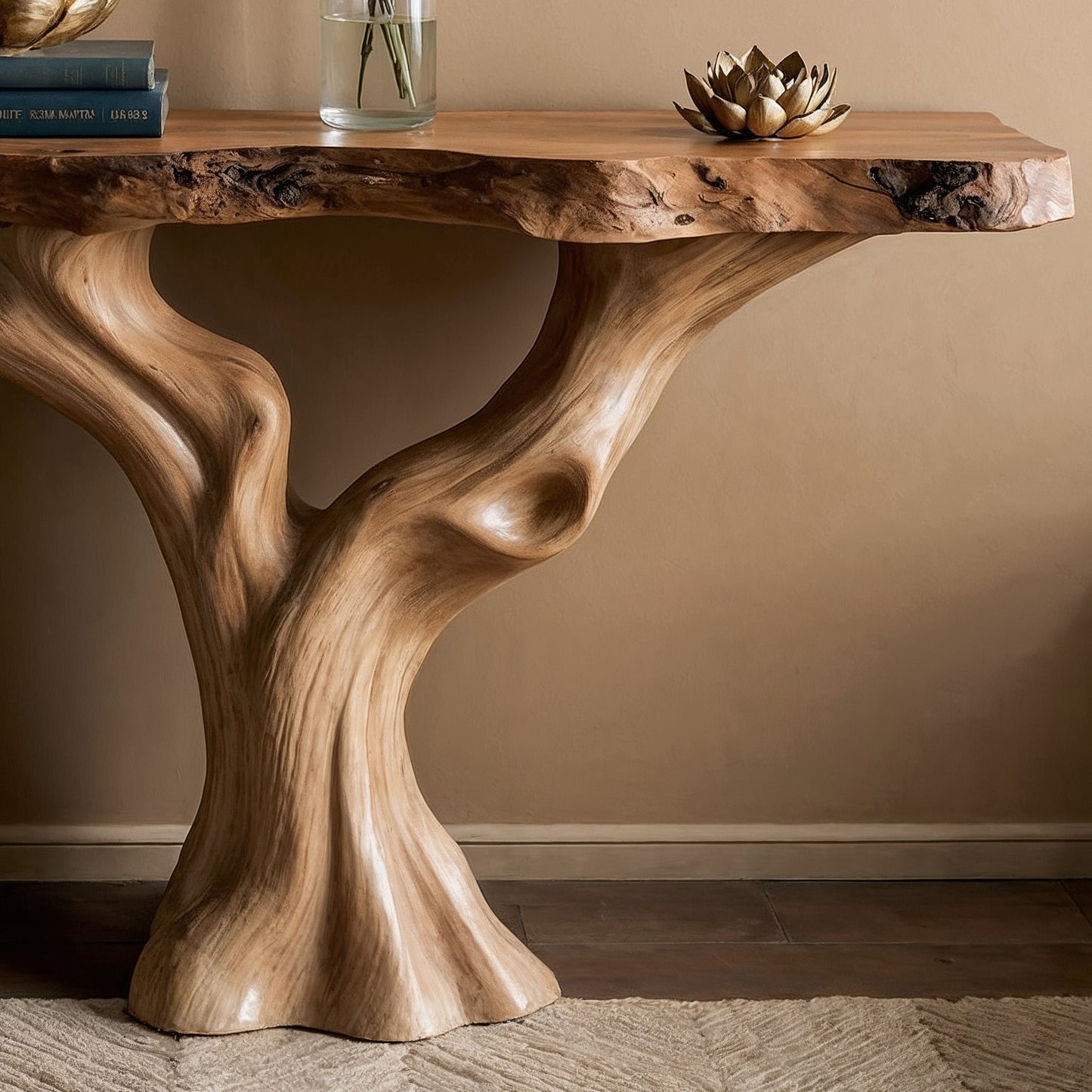 TrunkFlow Live Edge Console Table – Handmade Solid Wood Entryway Decor - Bespoke Wood TTK