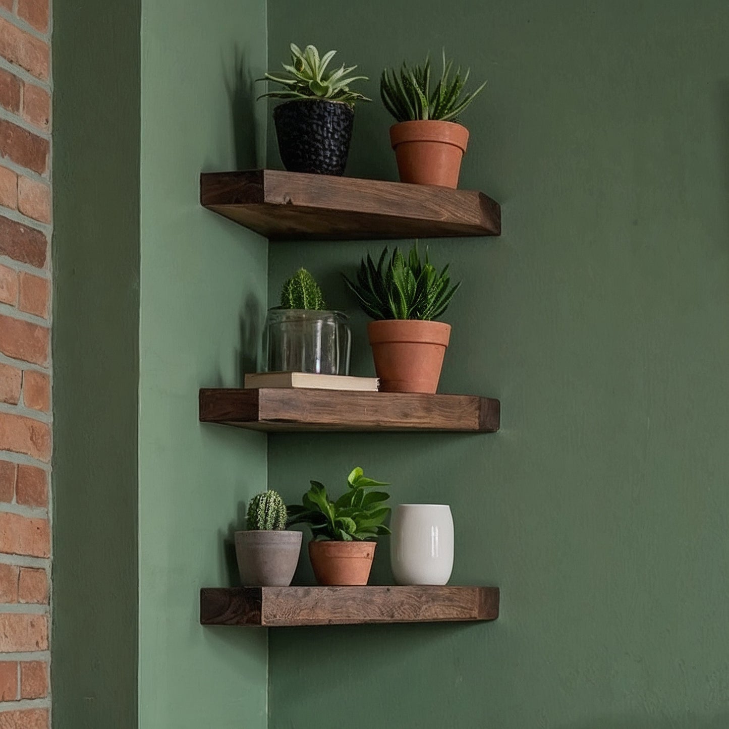 GrainPoint Corner Shelf – Handmade Floating Wooden Wall Shelf - Bespoke Wood TTK