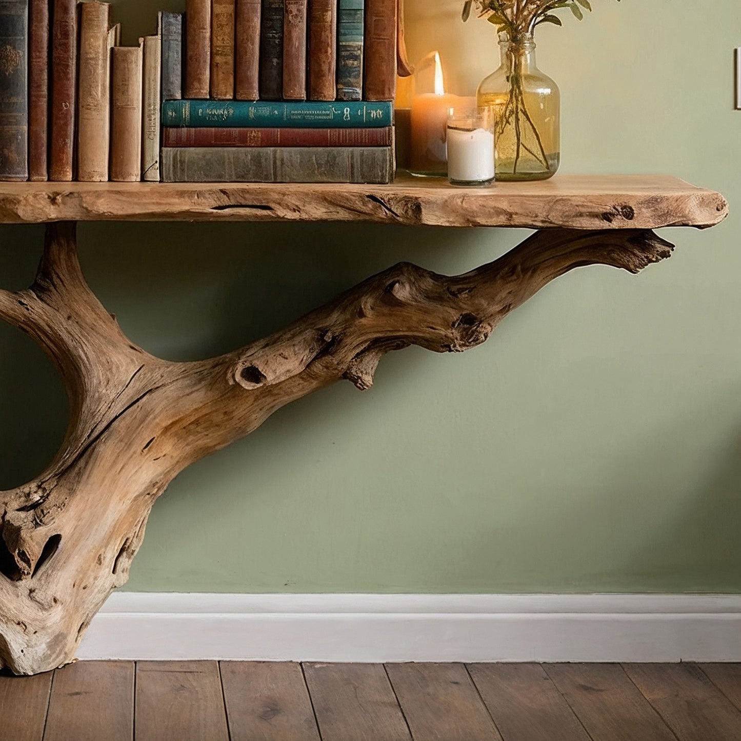 RootNestle Console Table – Handmade Wooden Entry Table with Rustic Modern Design - Bespoke Wood TTK