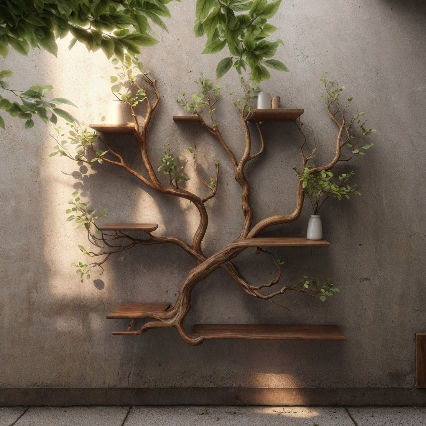 GreenNest Tree Bookshelf | Handmade Driftwood Solid Wood Wall Shelf - Bespoke Wood TTK