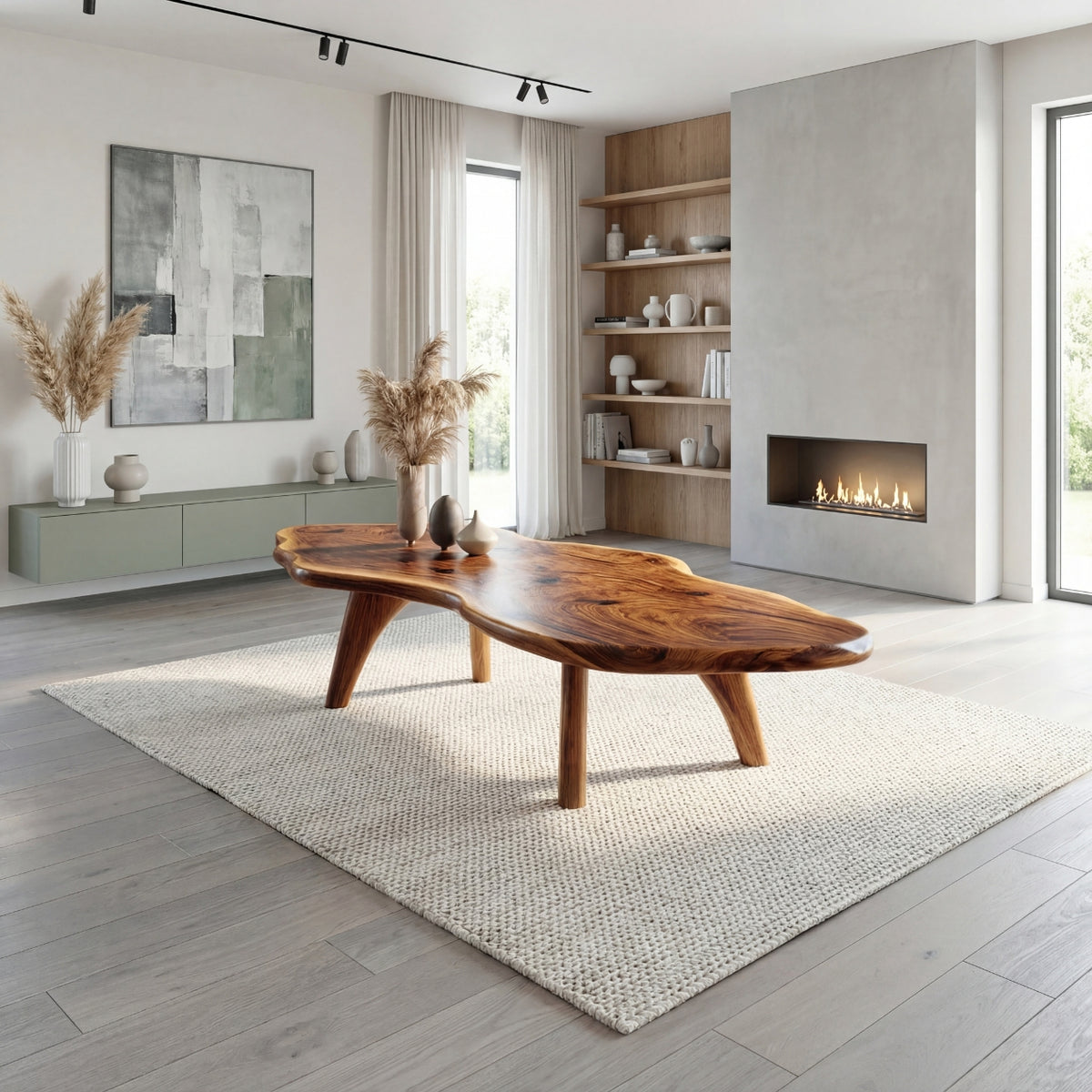 Mid-Century Modern Live Edge Coffee Table – Solid Wood Centerpiece for Living Room - Bespoke Wood TTK
