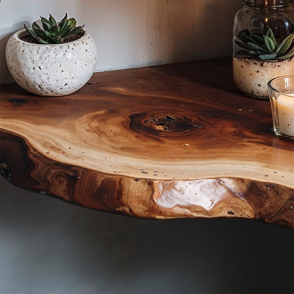 GrainNest Live Edge Floating Shelves | Rustic Solid Wood Wall Decor - Bespoke Wood TTK