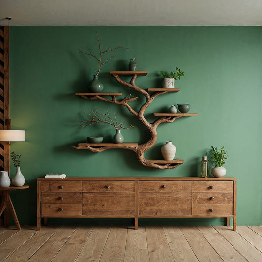 Driftluxe Tree Bookshelf  Custom Live Edge Driftwood Wall-Mounted Wooden Bookshelf For Living Room Or Office Decor