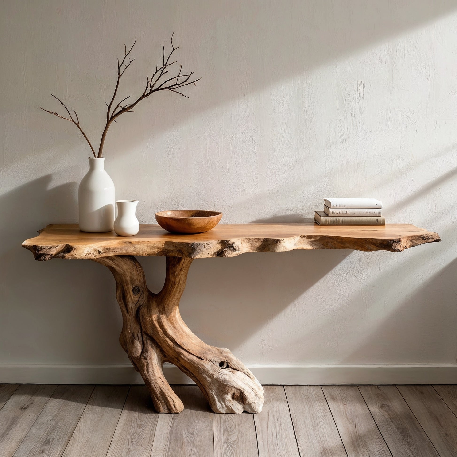 RootShoe Console Table – Handmade Reclaimed Wood Entryway Table - Bespoke Wood TTK
