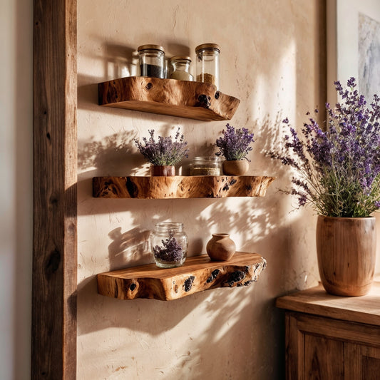 Lavynest Floating Shelf – Rustic Live Edge Wood Wall Display For Natural Home Accents - Bespoke Wood TTK