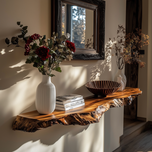 Nesthollow Floating Shelf – Rustic Live Edge Wall Shelf for Nursery & Entryway - Bespoke Wood TTK