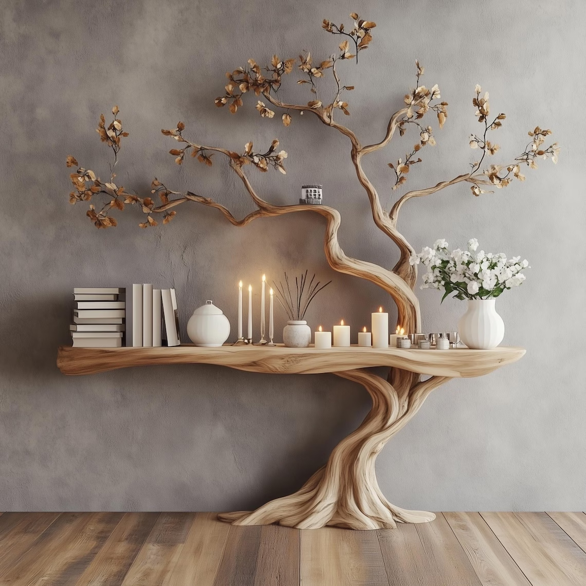 BranchForm Tree Console Table – Organic Sculptural Wood Entryway Table for Japandi & Wabi-Sabi Inspired Decor - Bespoke Wood TTK