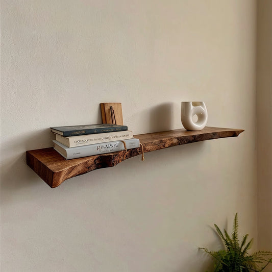 LeafEdge Floating Shelf – Long Live Edge Solid Wood Bookshelf For Modern Interiors - Bespoke Wood TTK