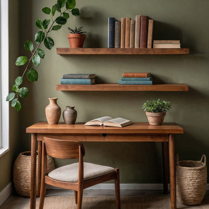 TimberFold Floating Shelf – Handmade Rustic Long Wood Shelf With Hidden Bracket - Bespoke Wood TTK