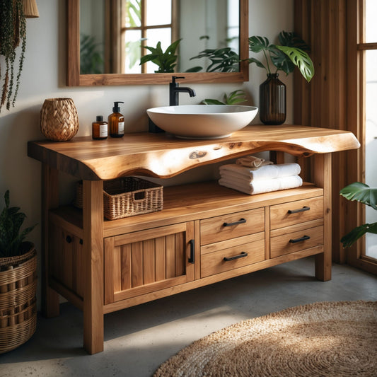 Luxury Live Edge Solid Wood Bathroom Vanity – Handmade Custom Sink Cabinet - Bespoke Wood TTK