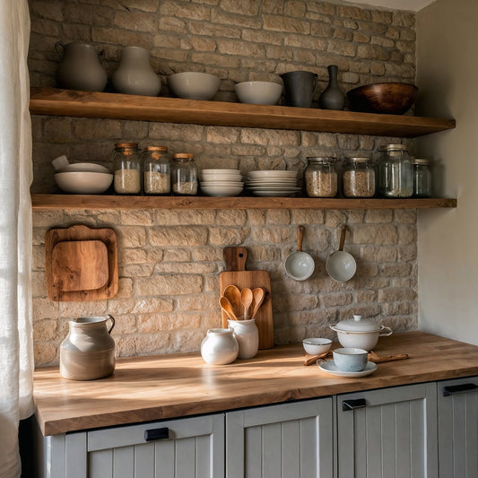 HearthWood Shelf – Solid Wood Floating Wall Shelf for Rustic Kitchen Decor - Bespoke Wood TTK