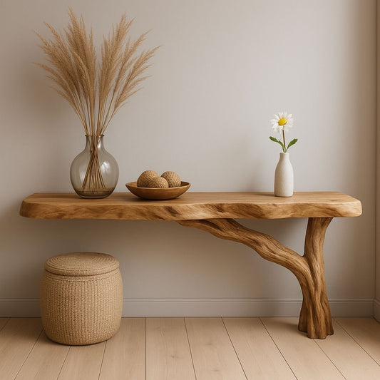 RootFlow Solid Wood Console Table – Handmade Entryway Furniture - Bespoke Wood TTK