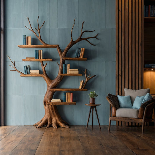 BranchHaven Tree Bookshelf – Floating Wooden Wall Shelf with Organic Branch Design - Bespoke Wood TTK
