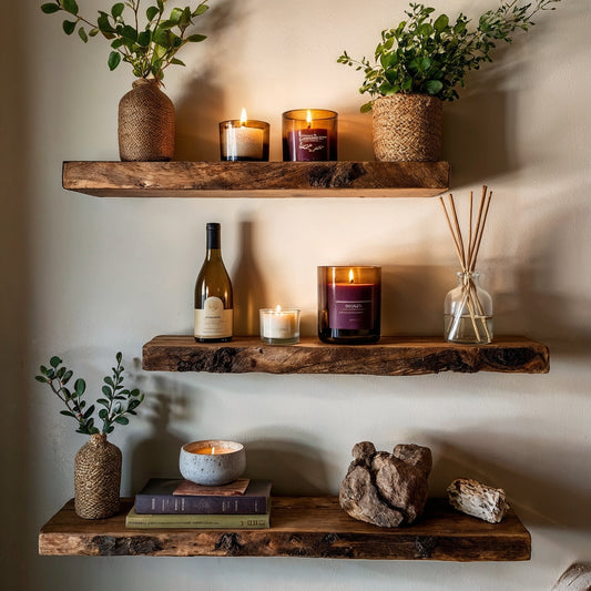 HearthEdge Floating Shelf – Thick Rustic Wood Wall Shelf With Hidden Brackets - Bespoke Wood TTK