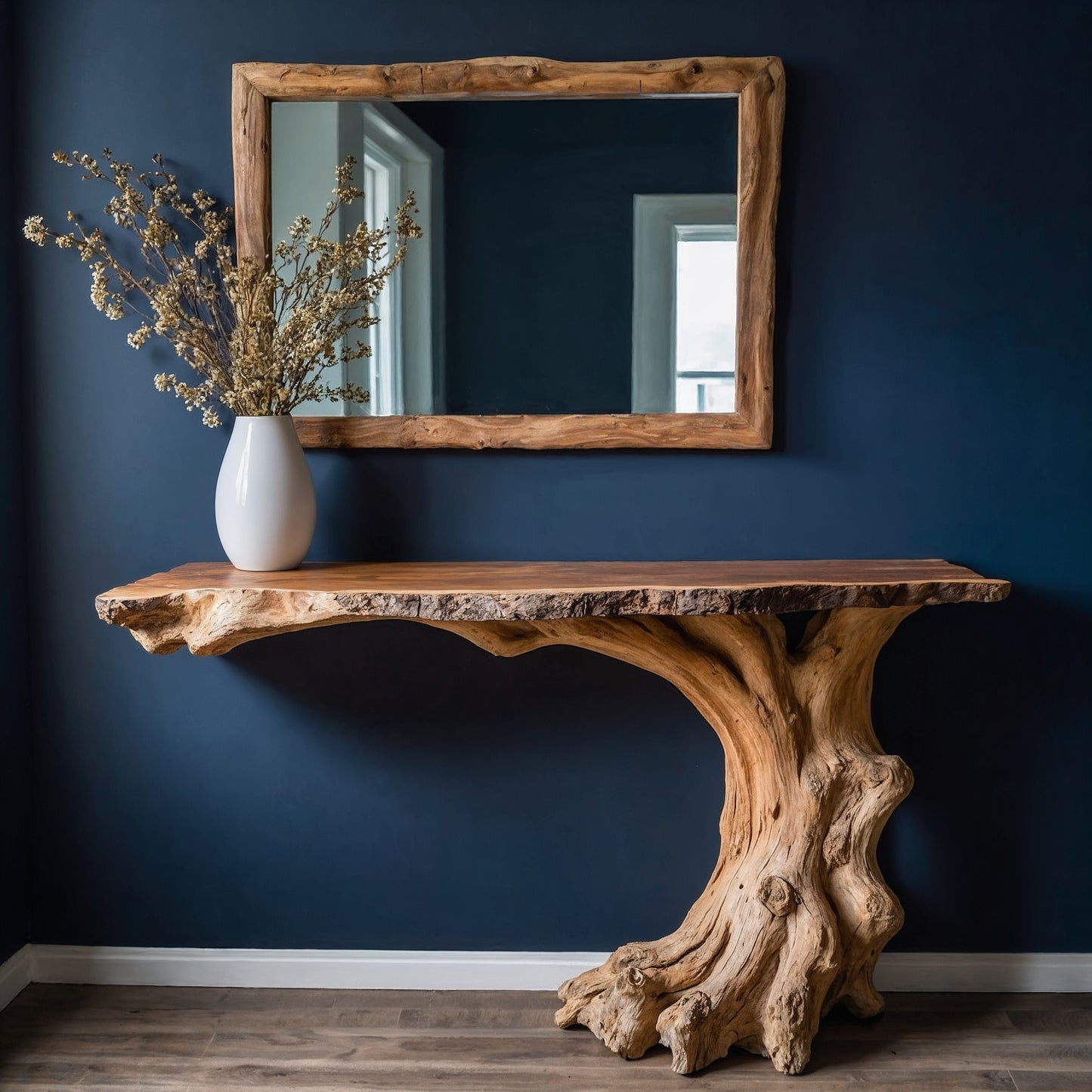 TrunkRise Console Table – Handmade Rustic Entryway Table with Live Edge Top - Bespoke Wood TTK