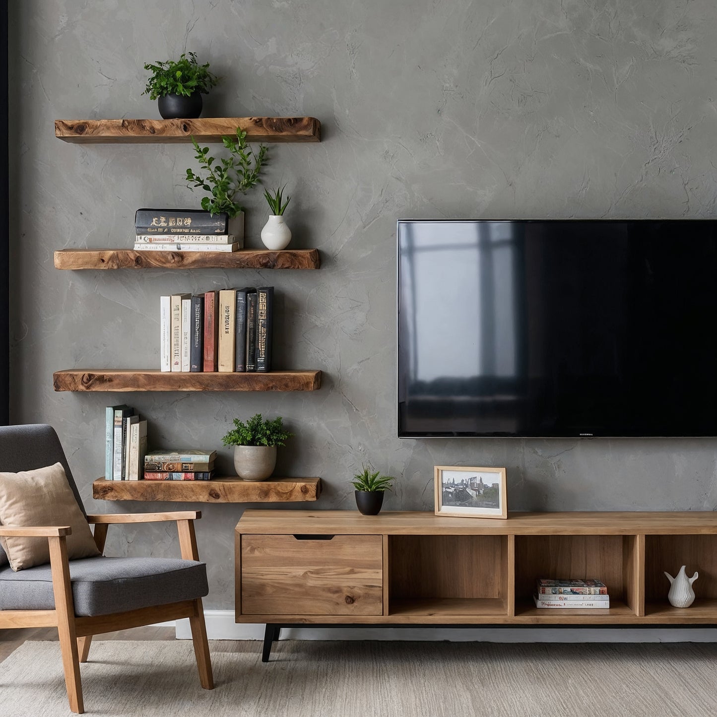 UrbanRoot Floating Shelf – Handmade Live Edge Wall Shelf - Bespoke Wood TTK