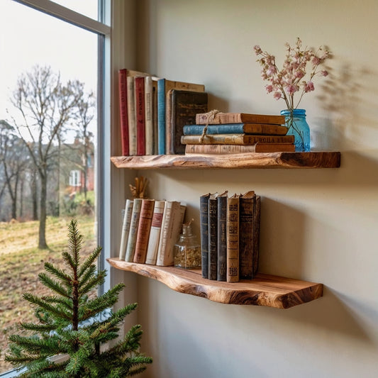 Oakridge Wall Shelf – Solid Wood Floating Display for Rustic Book Lovers - Bespoke Wood TTK