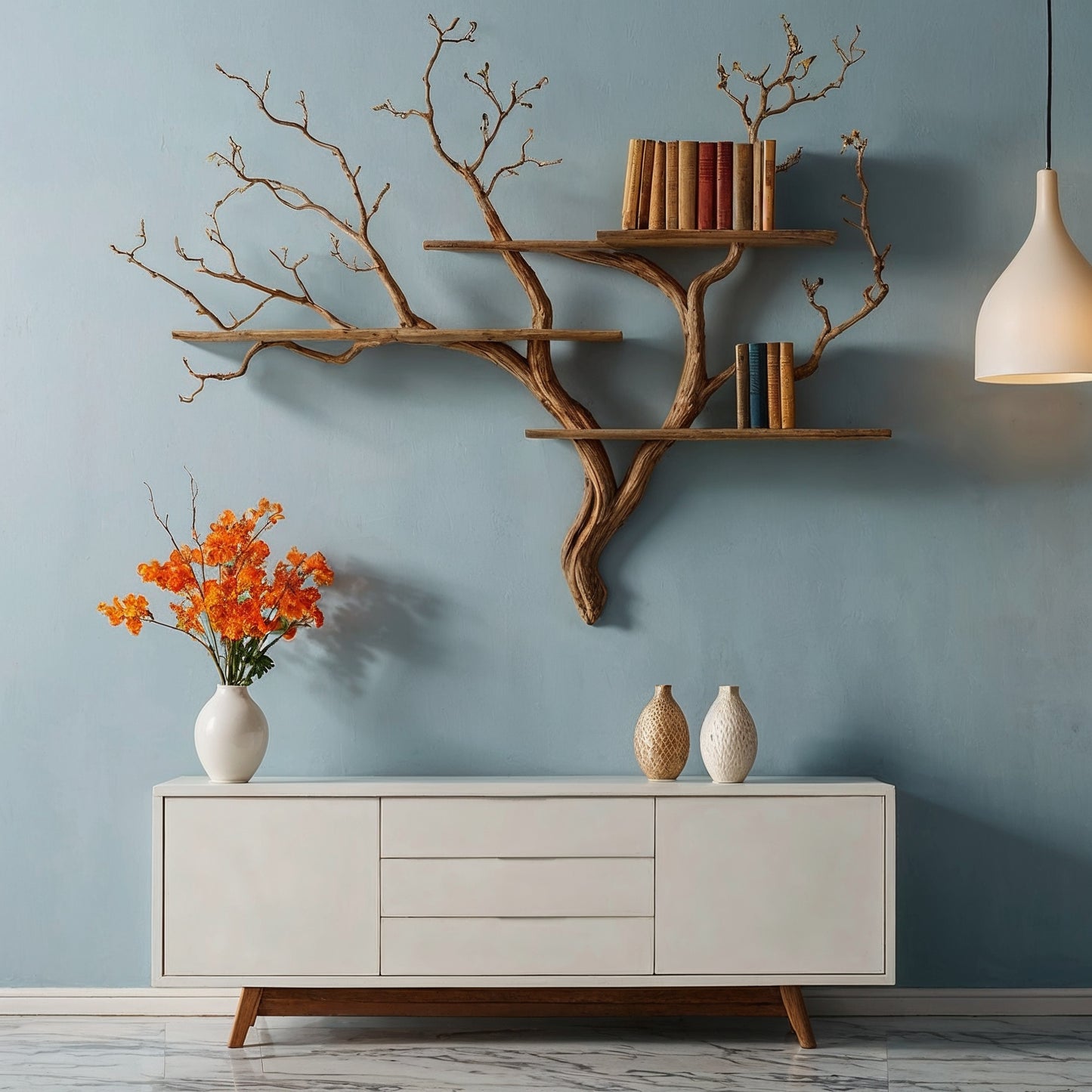 DryBranch Tree Wall Shelf – Artistic Wood Bookshelf for Modern Entryway Decor - Bespoke Wood TTK