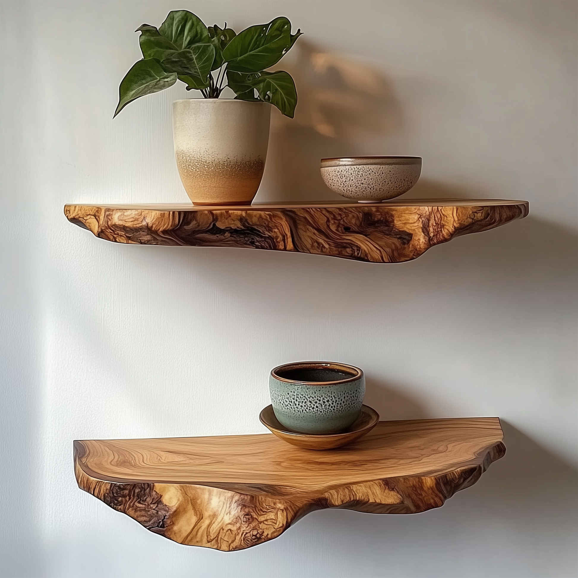 Solara Floating Shelf – Live Edge Bathroom & Living Room Wall Shelf - Bespoke Wood TTK