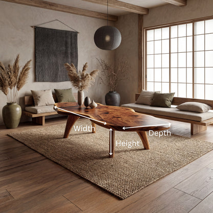 Mid-Century Modern Live Edge Coffee Table – Solid Wood Centerpiece for Living Room - Bespoke Wood TTK