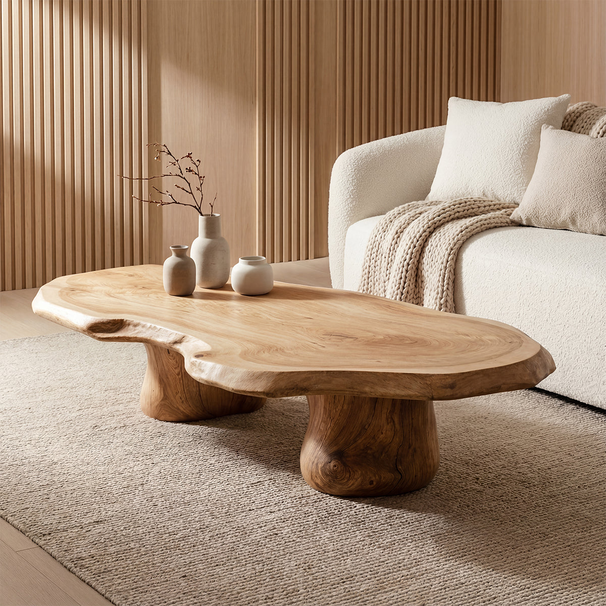 Modern Solid Wood Coffee Table – Handcrafted Natural Grain - Bespoke Wood TTK