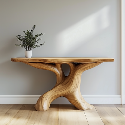 TrunkWave Console Table – Minimalist Live Edge Wood Entryway Table - Bespoke Wood TTK