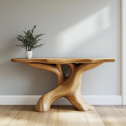 TrunkWave Console Table – Minimalist Live Edge Wood Entryway Table - Bespoke Wood TTK