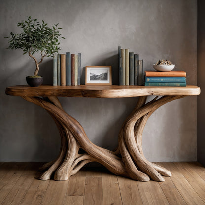 BranchWeave Console Table – Live Edge Handmade Wood Entryway Accent - Bespoke Wood TTK