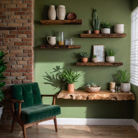 Fernwood Floating Shelf – Corner Nursery Shelf - Bespoke Wood TTK