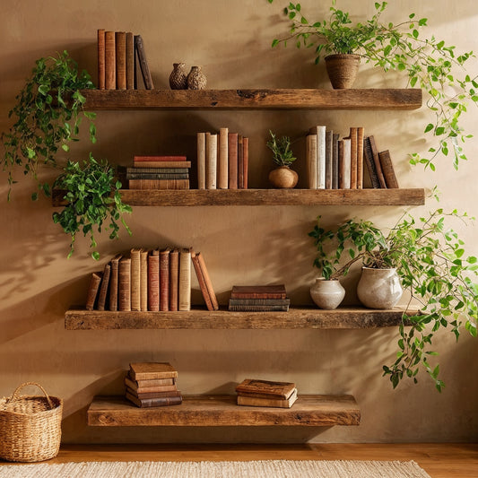 OakHaven Floating Shelf Set – Handcrafted Solid Wood Live Edge Shelves - Bespoke Wood TTK