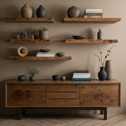 Aurawood Wall Shelf – Live Edge Solid Wood Floating Display for Artistic Homes - Bespoke Wood TTK